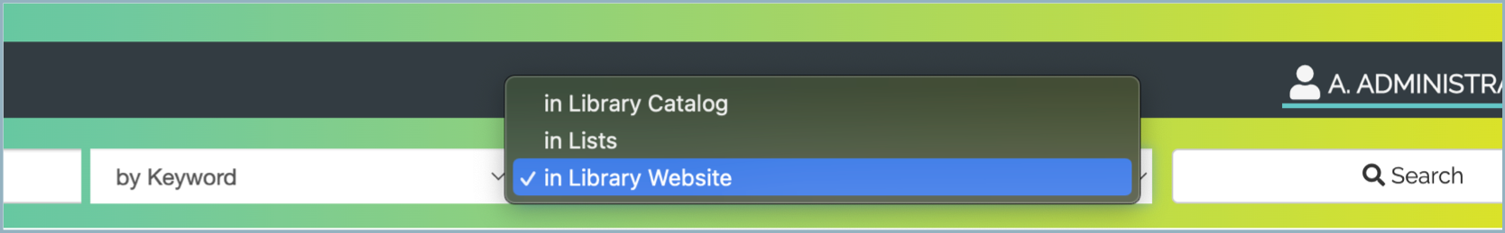 in Library Website search option